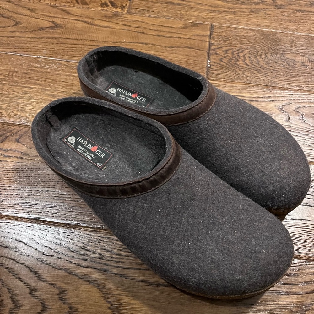 Haflinger Men's Dark Brown Wool Slip-Ons